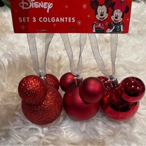 Disney Mickey Heads Red Ornaments Set of 3